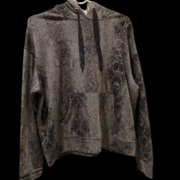 SOLD Monrow gray gold foil snake print pullover sweater hoodie Size S - Picture 1 of 5